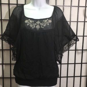 Speechless Top Sheer & Lace Top Size M